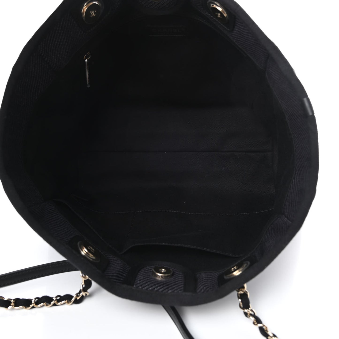 Mixed Fibers Calfskin Small Deauville Tote Black