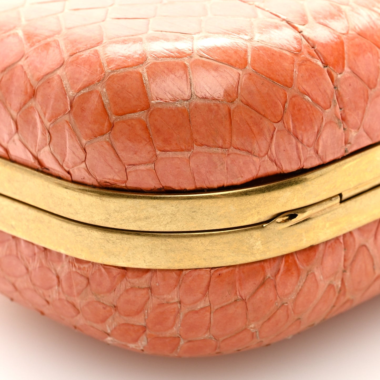 Snakeskin Knuckle Box Clutch Orange