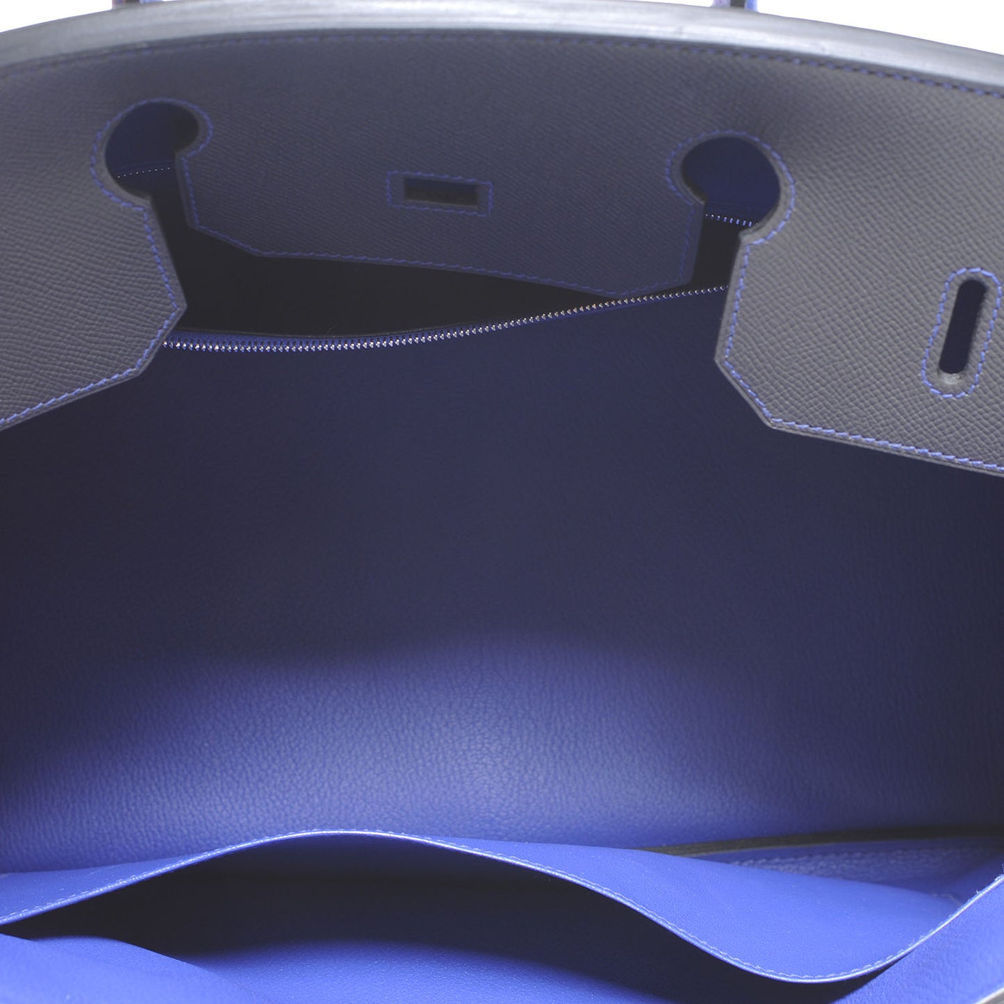 Epsom Special Order Horseshoe Bi-Color Birkin 40 Graphite and Bleu Electric