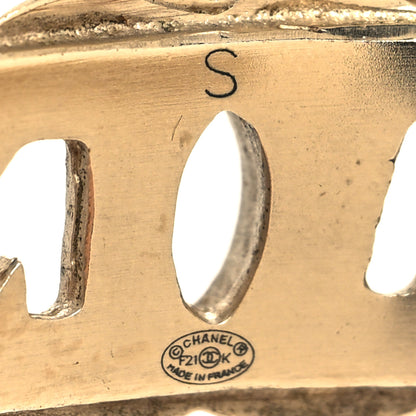 Chanel Crystal CC Cuff Bracelet S Gold 4 of 5