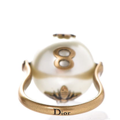 Christian Dior Spinning Pearl Tresor De Tribal Ring M Aged Gold 3 of 4