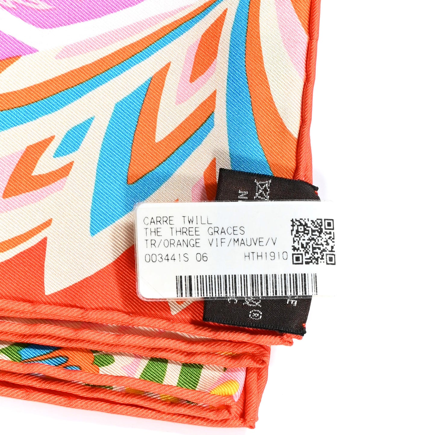 Silk Twill The Three Graces Scarf 90 Orange Vif Mauve