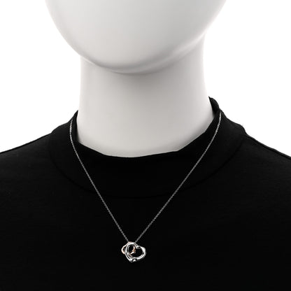Tiffany Sterling Silver 18K Rose Gold Elsa Peretti Double Open Heart Pendant Necklace 2 of 5