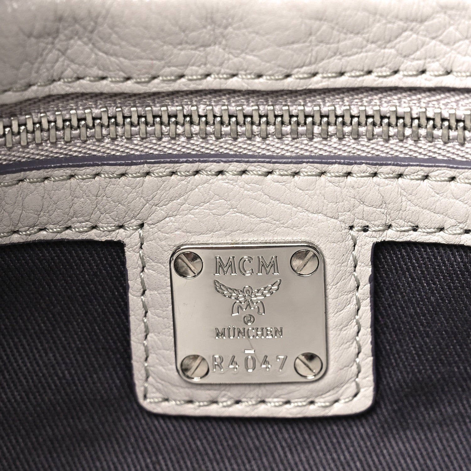 MCM Calfskin Ottomar Monogram Essential Boston Bag Dove 6 of 9