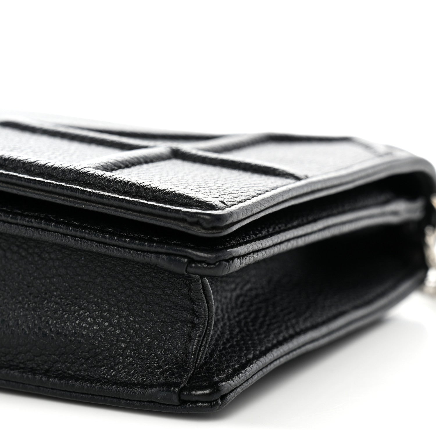 Christian Dior Grained Calfskin Diorama Wallet on Chain Pouch Black 9 of 11