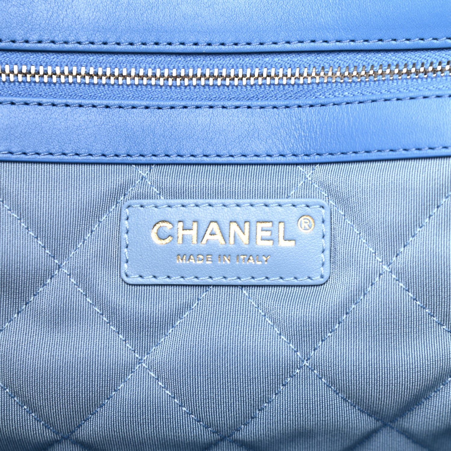 Chanel Terry Cotton Quilted Coco Beach Shopping Tote Blue 5 of 6