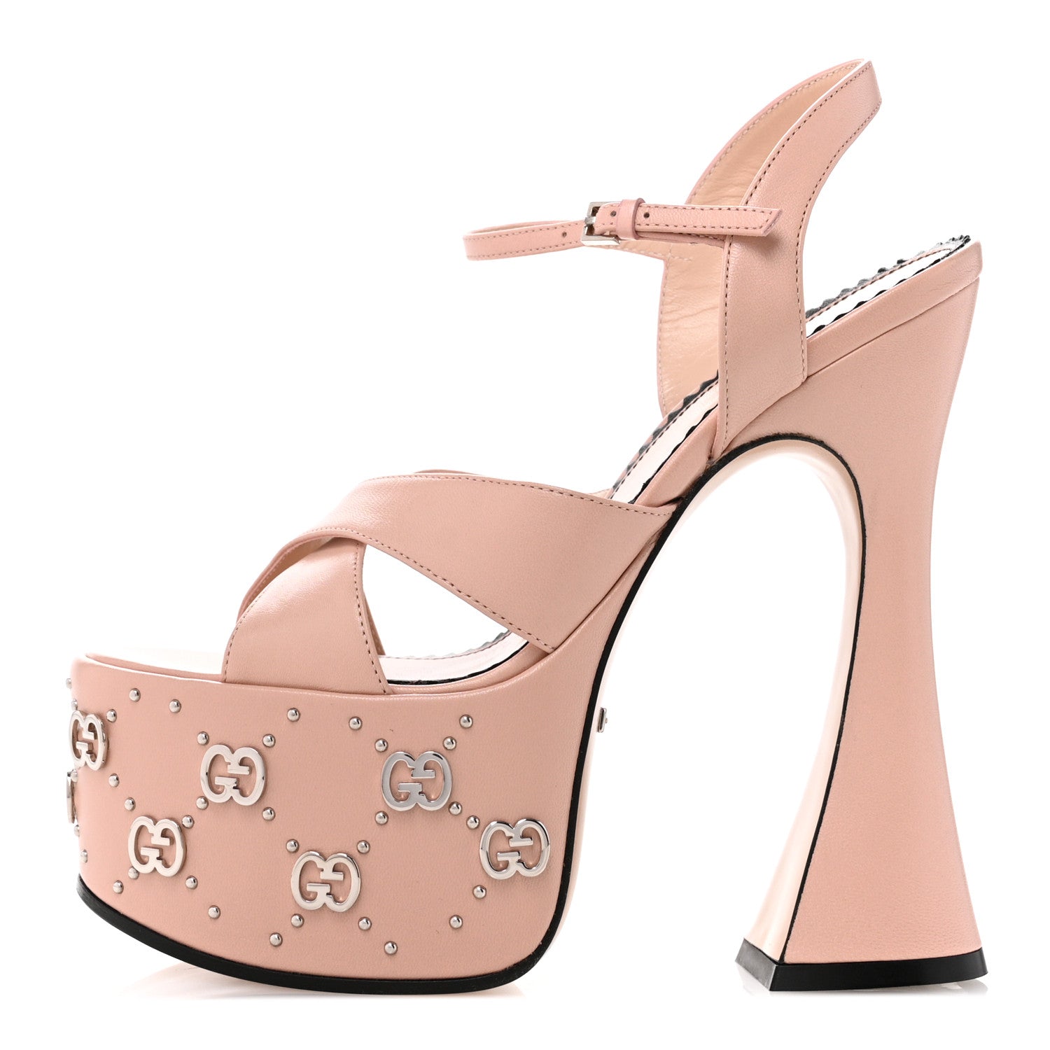 Gucci Malaga Kid Interlocking G Studs 155mm Platform Sandals 35.5 Perfect Pink 1 of 8