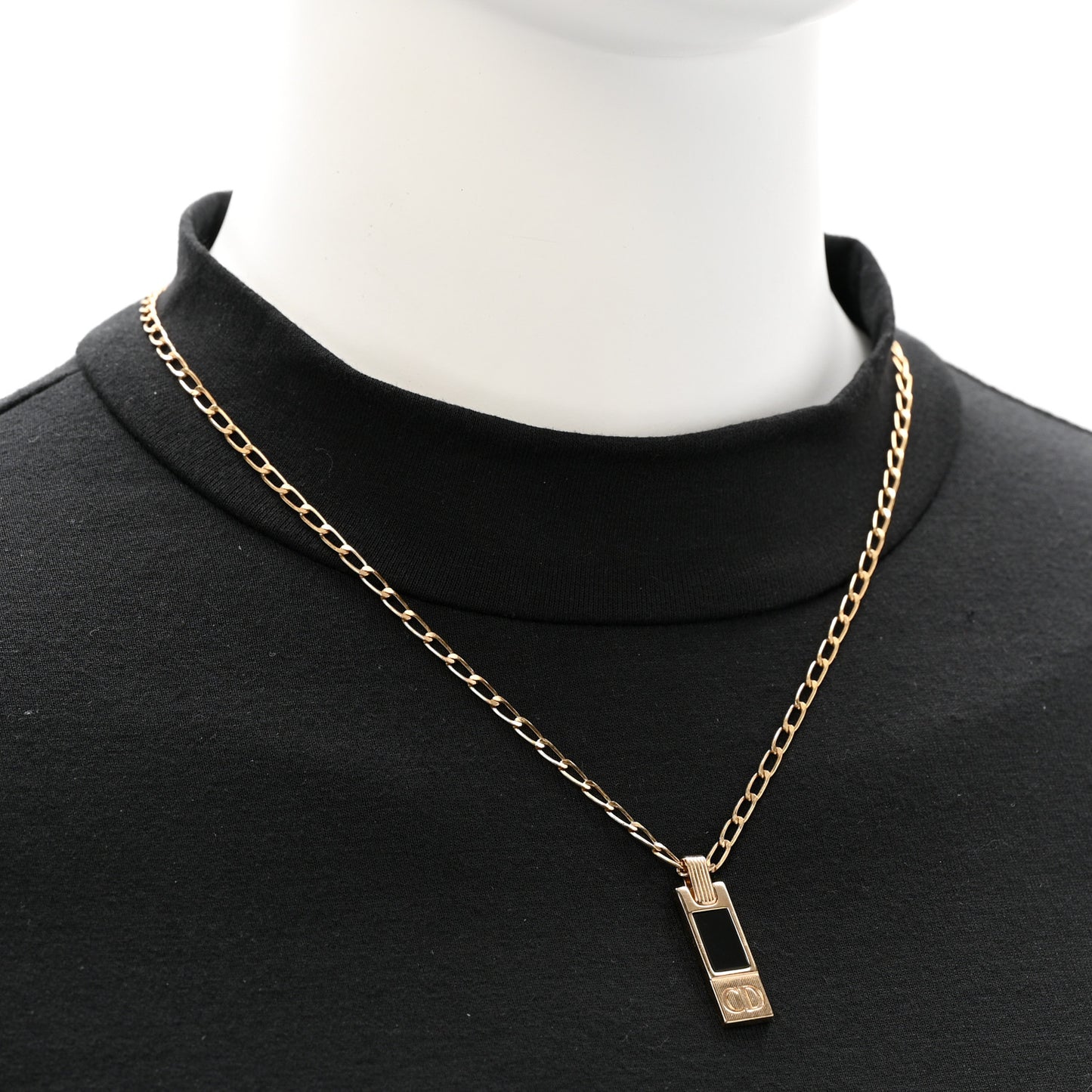 Metal CD Bar Necklace Gold Black