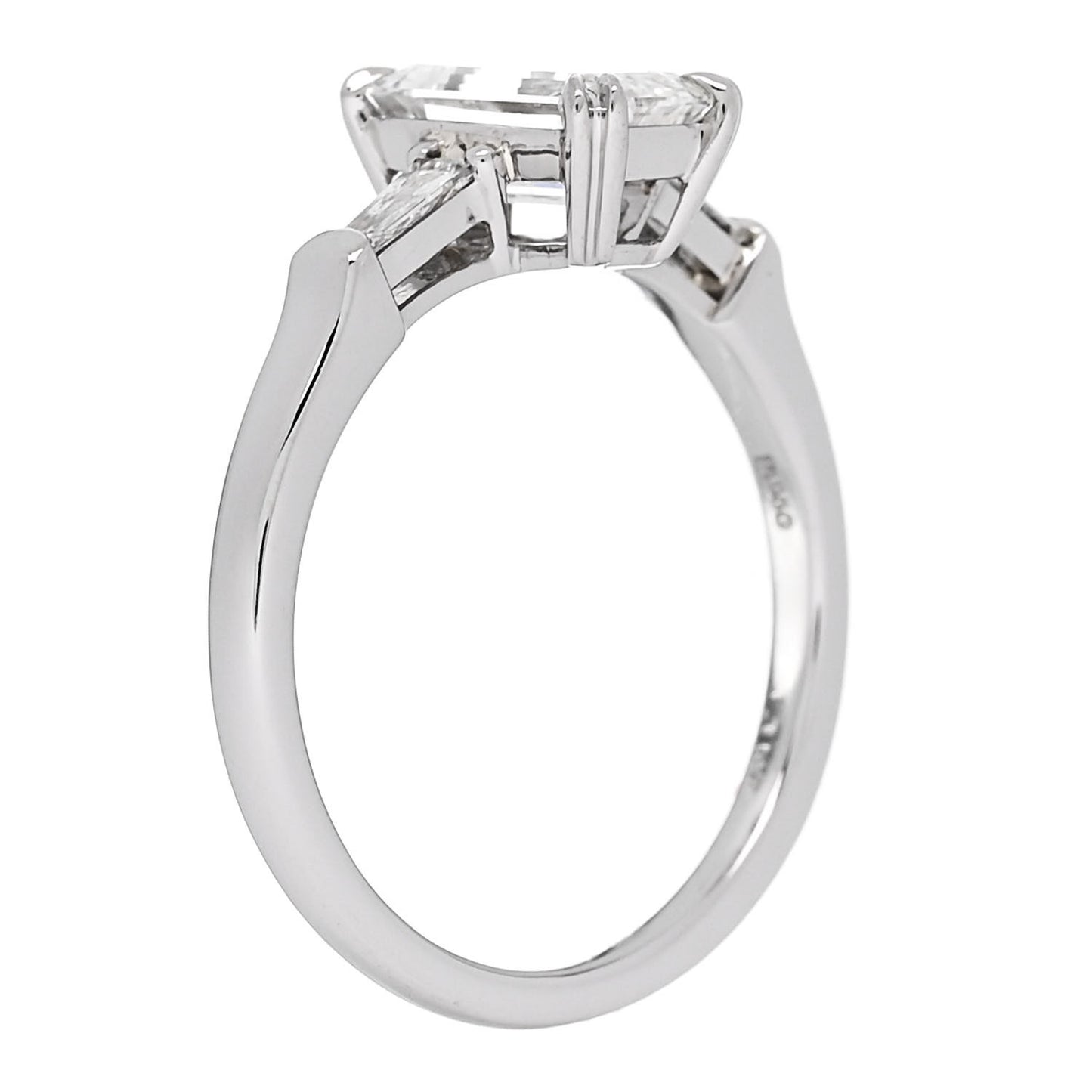 Platinum Diamond 1.157ct Emerald Cut Tapered Baguette Engagement Ring  50 5.25