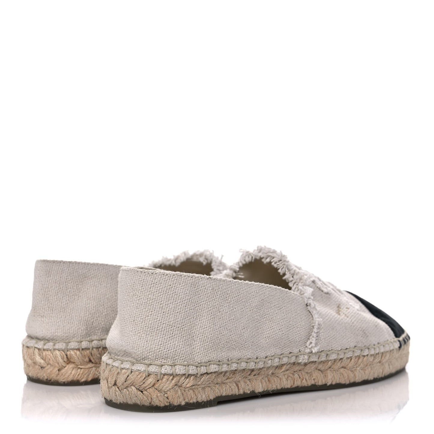 Canvas Grosgrain CC Espadrilles 38 Beige Black