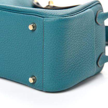 Hermes Taurillon Clemence Mini Lindy 20 Vert Bosphore 9 of 10