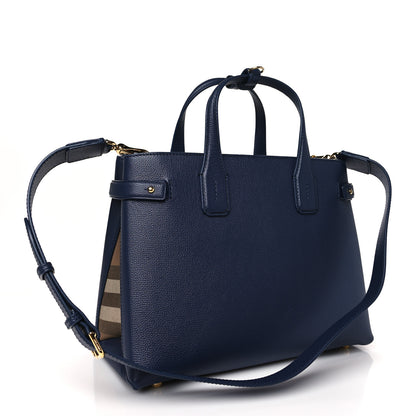 Burberry Derby Calfskin Vintage Check Medium Banner Tote Regency Blue 3 of 8