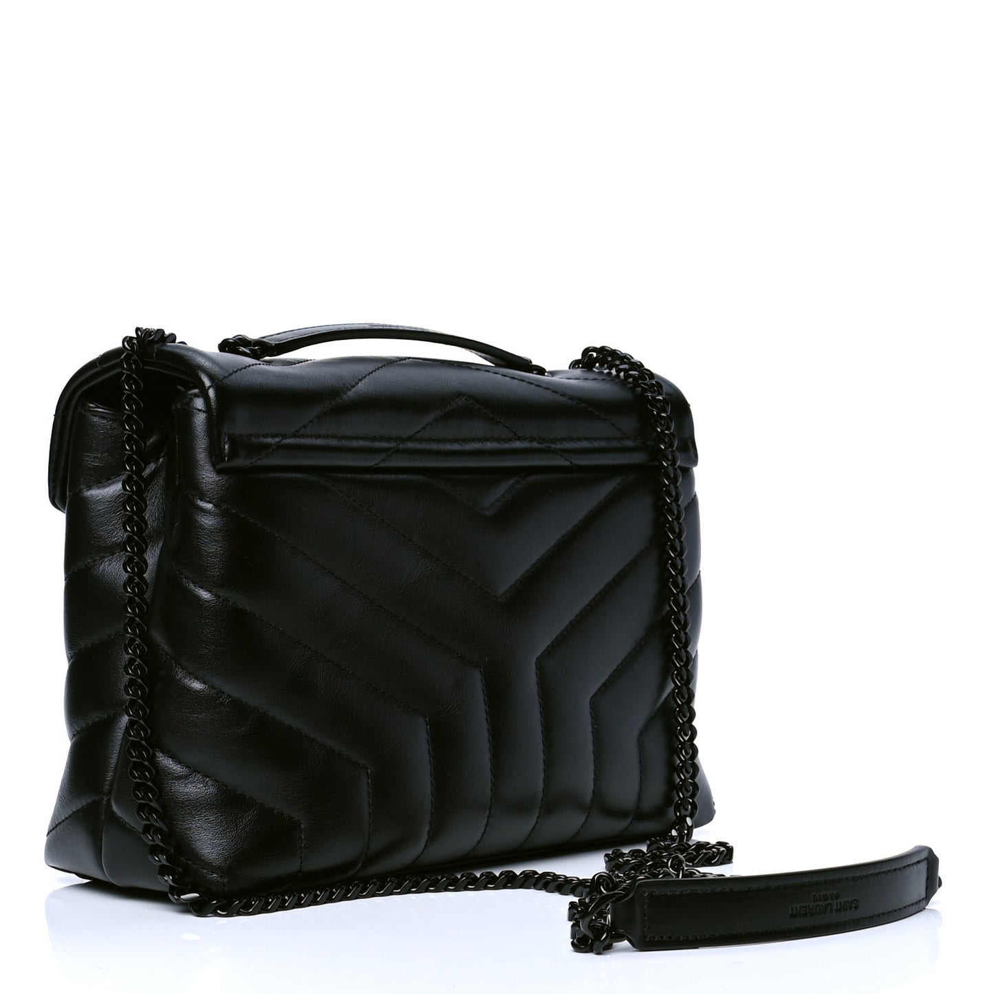 Calfskin Y Quilted Monogram Small Loulou Chain Satchel Black