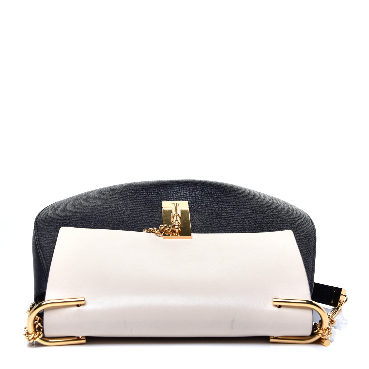 Chloe Grained Calfskin Lambskin Bi-Color Drew Shoulder Bag Black Powder Beige 13 of 15