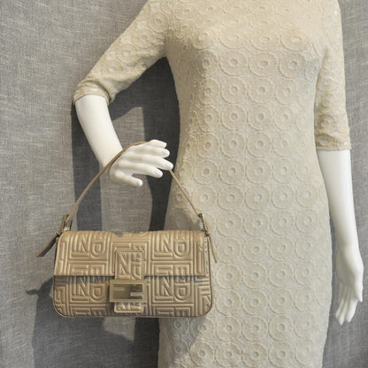 Fendi Nappa Logo Embossed Baguette Metallic 3 of 12