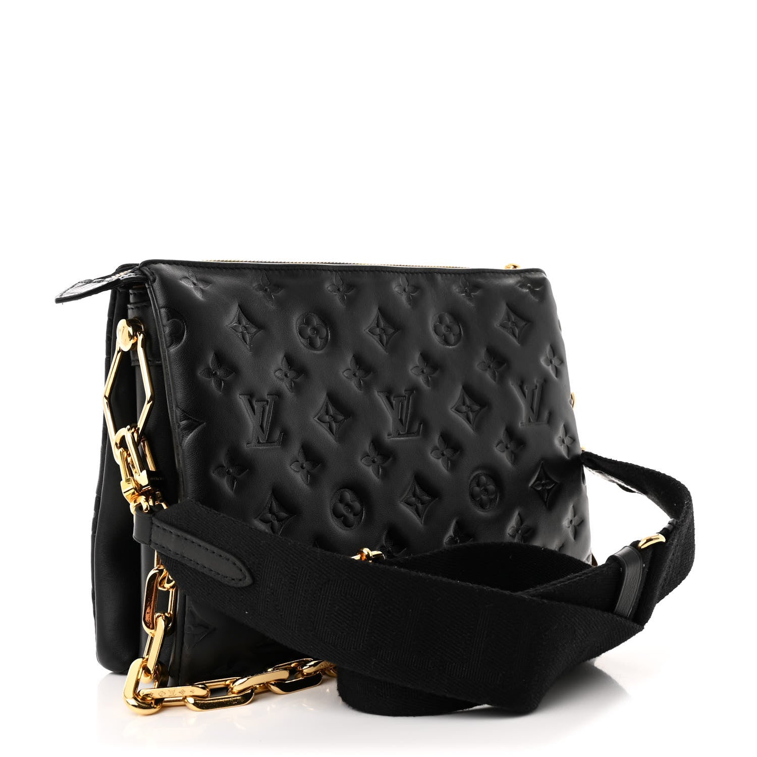 Louis Vuitton Lambskin Embossed Monogram Coussin PM Black 3 of 11
