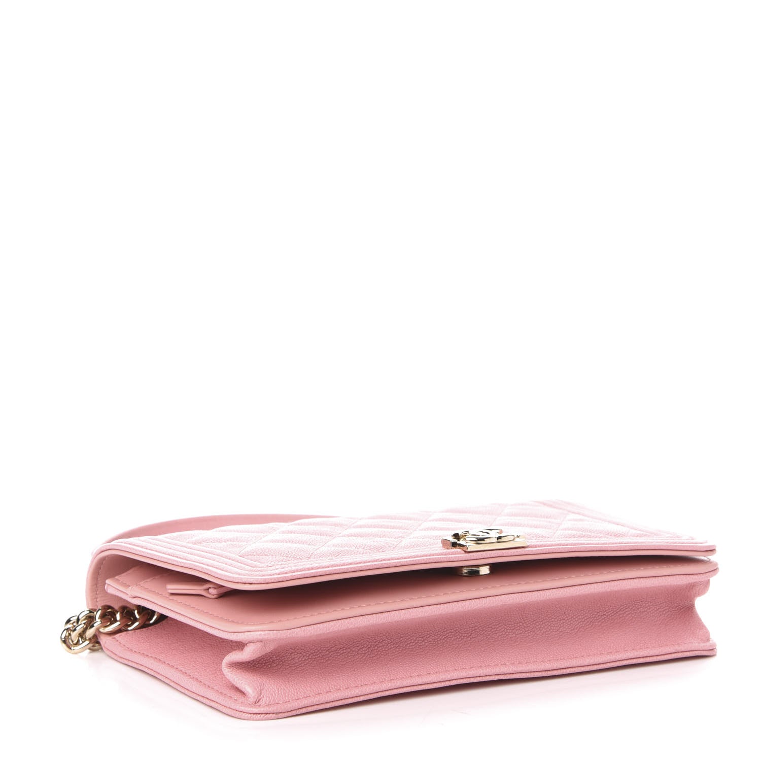 Chanel Caviar Quilted Boy Wallet On Chain WOC Pink 4 of 13