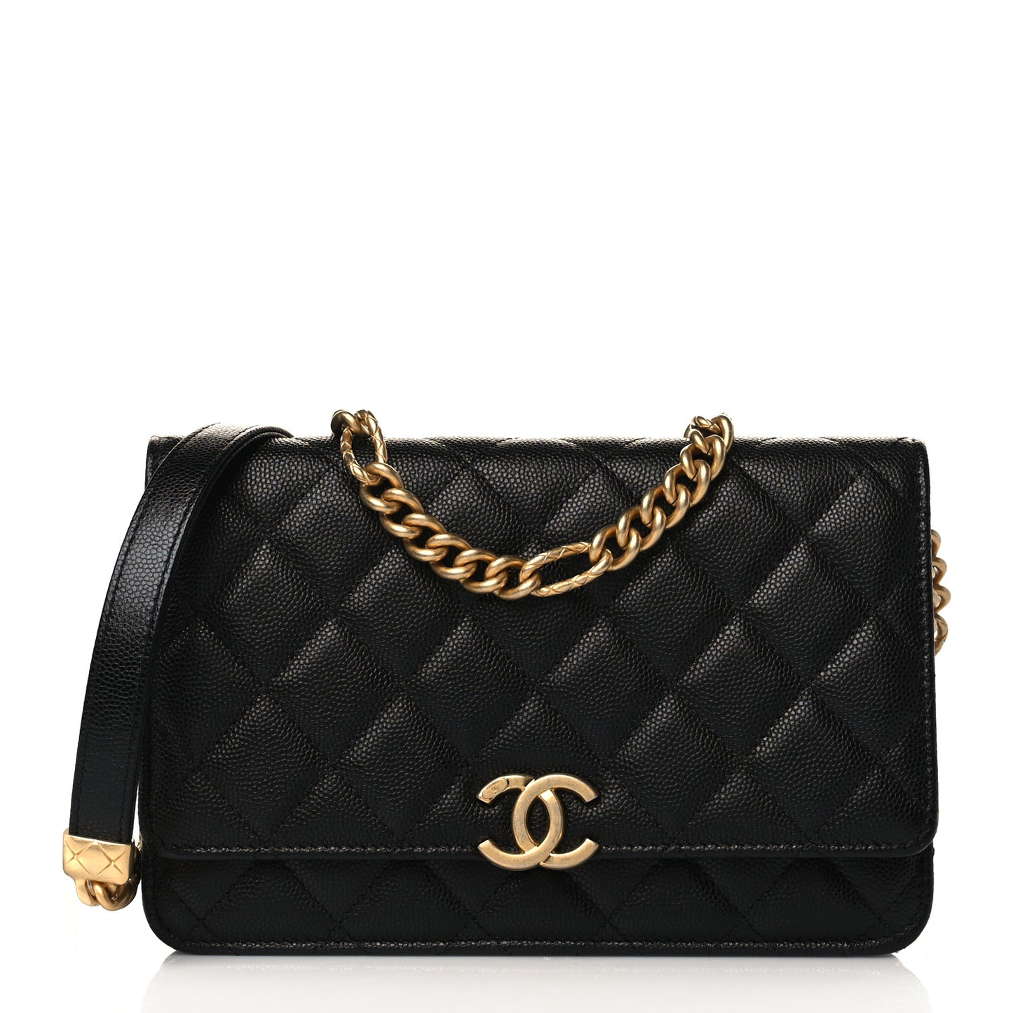 Caviar Quilted Bracelet On Chain Wallet On Chain WOC Black