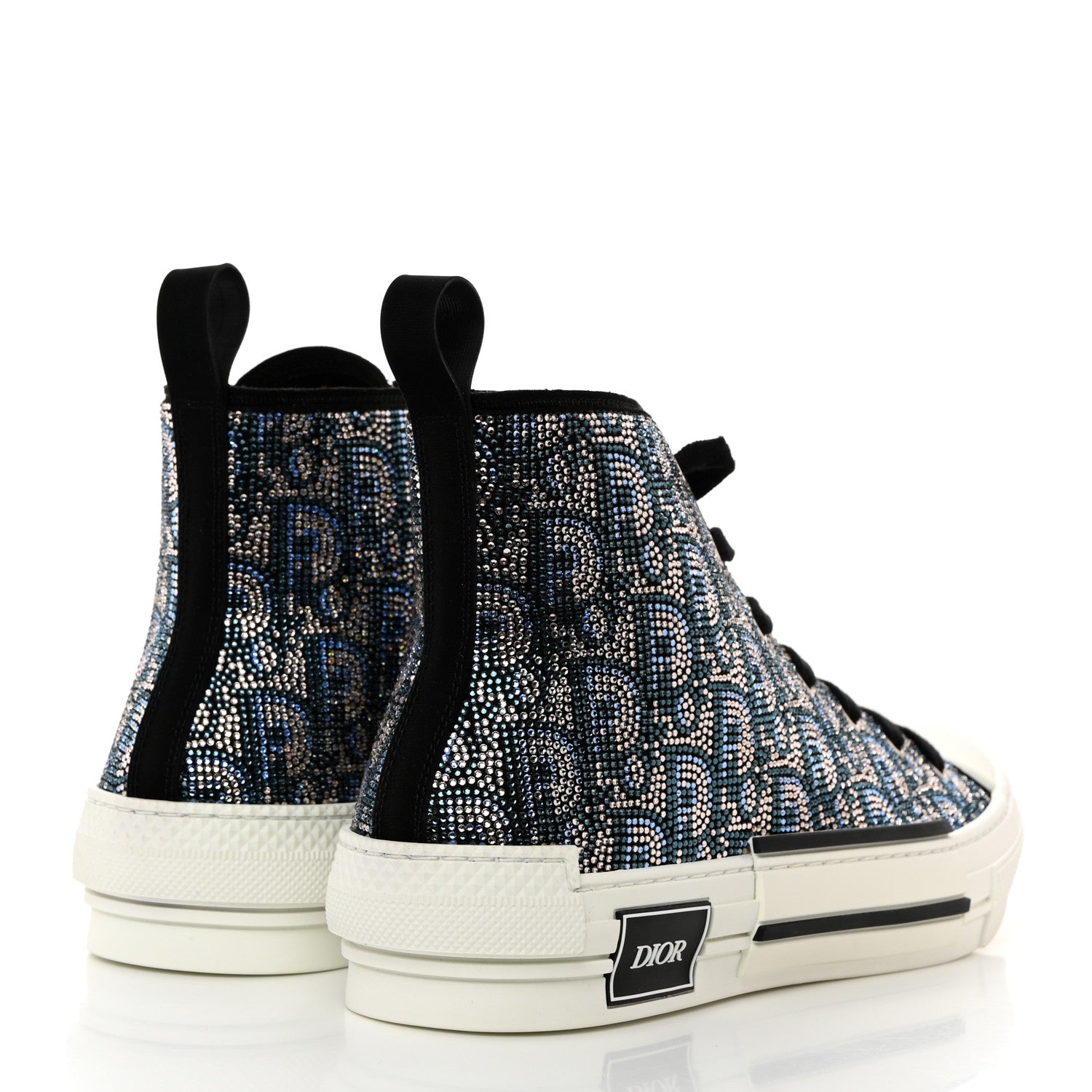 Christian Dior Oblique Strass Mens B23 High Top Sneakers 43 Blue 4 of 8