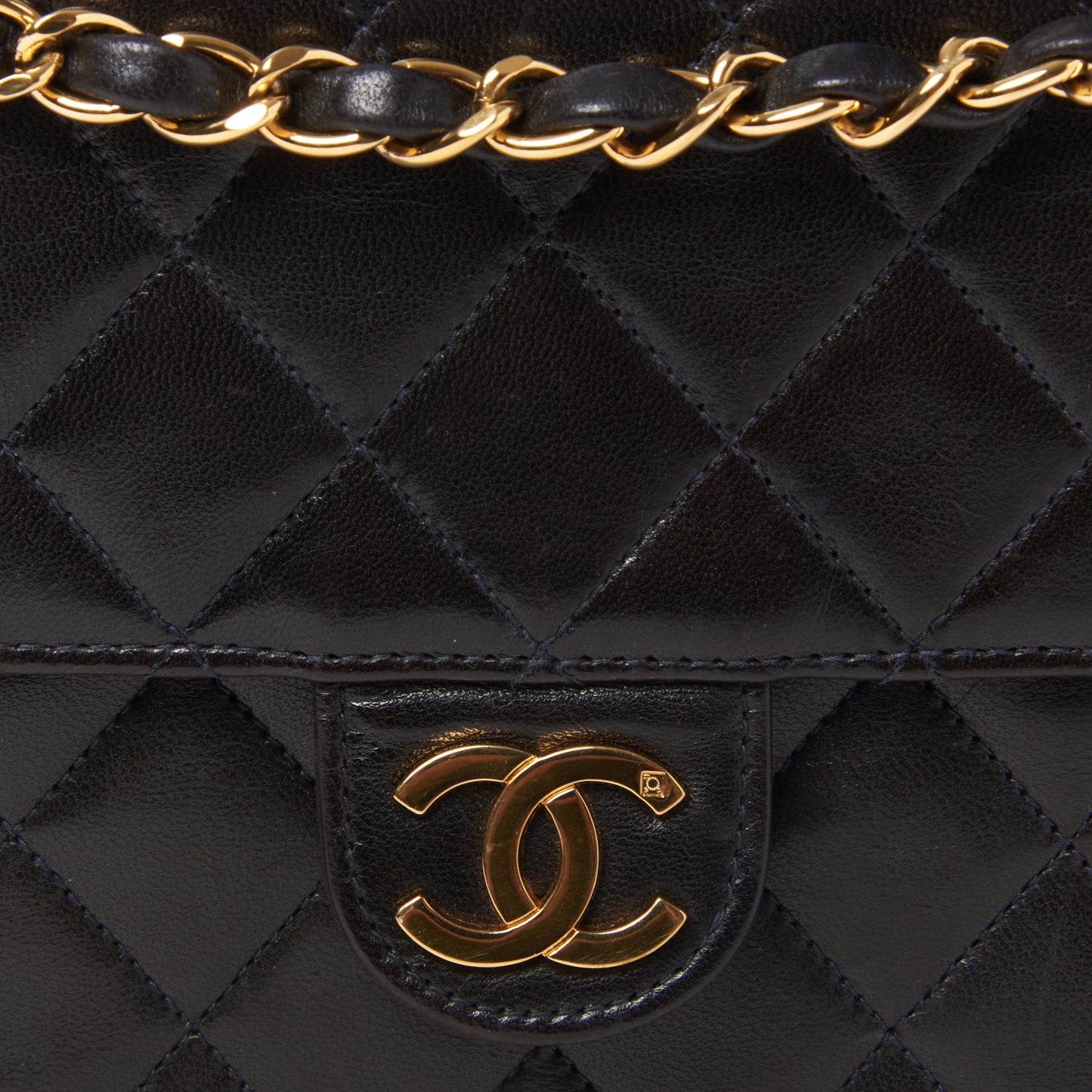 Lambskin Quilted Small Single Flap Black