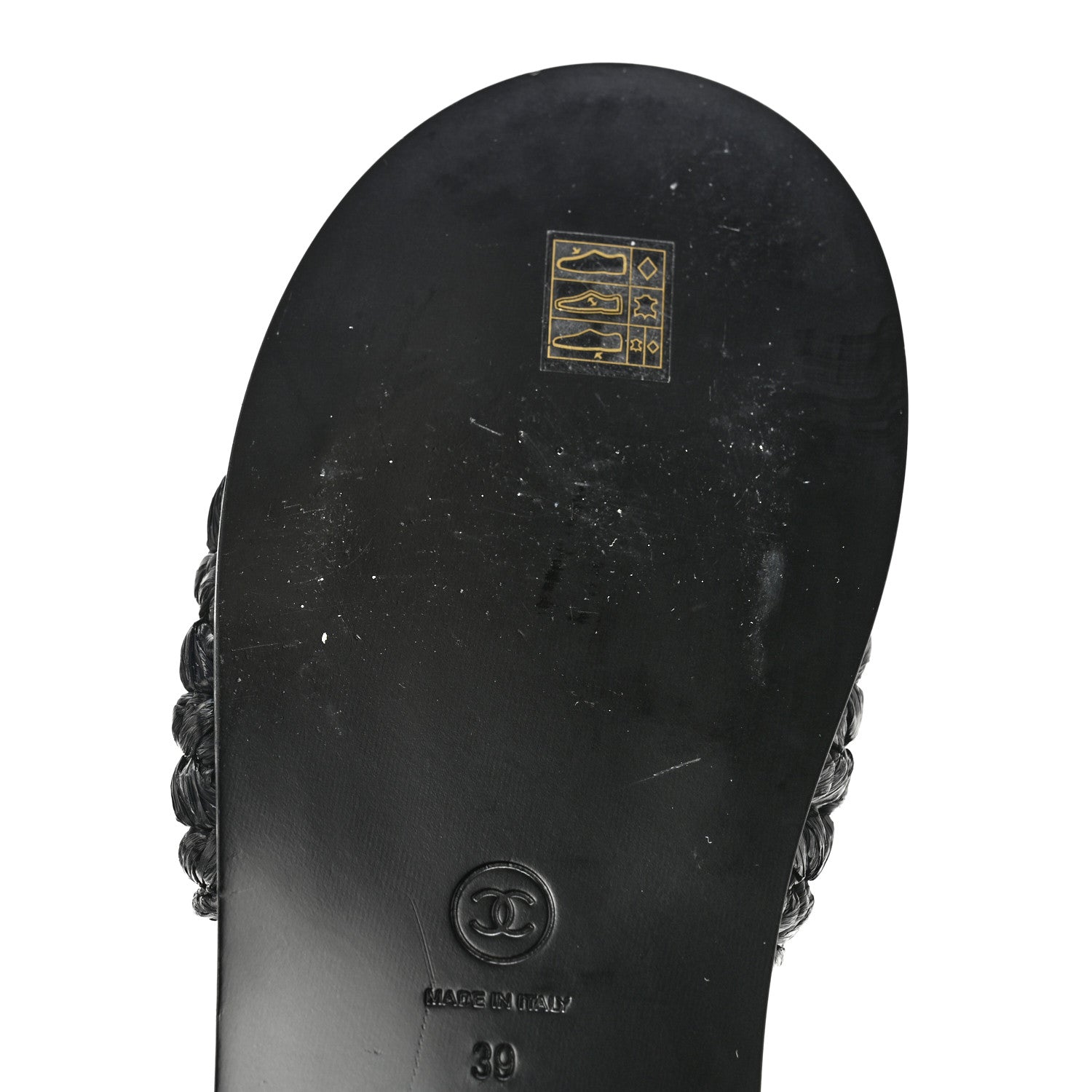 Chanel Raffia Crystal CC Mules Sandals 39 Black 10 of 11