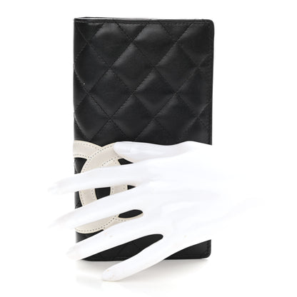 Chanel Calfskin Quilted Cambon Yen Wallet Black White 2 of 7