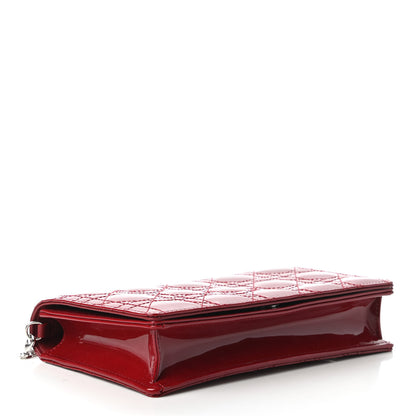 Christian Dior Patent Cannage Lady Dior Clutch Red 4 of 11