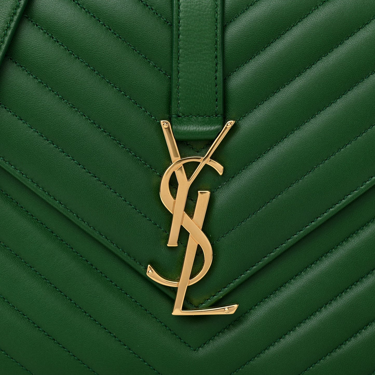 Lambskin Matelasse Chevron Medium Monogram Satchel Green