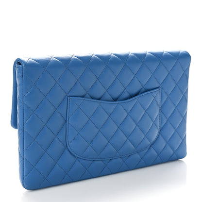 Chanel Lambskin Quilted Clutch Flap Blue 3 of 9