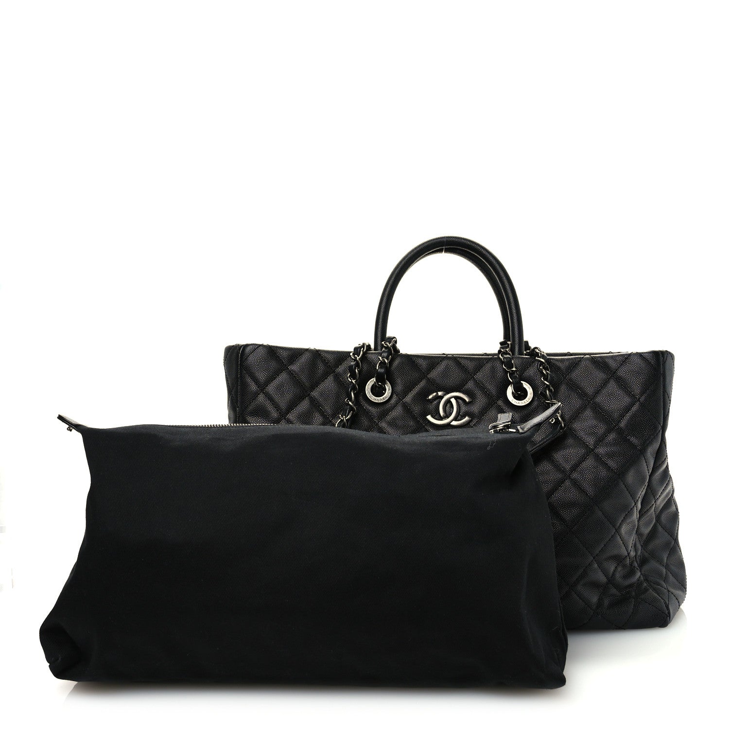 Chanel Caviar Quilted Large Coco Handle Shopping Tote Black 3 of 11
