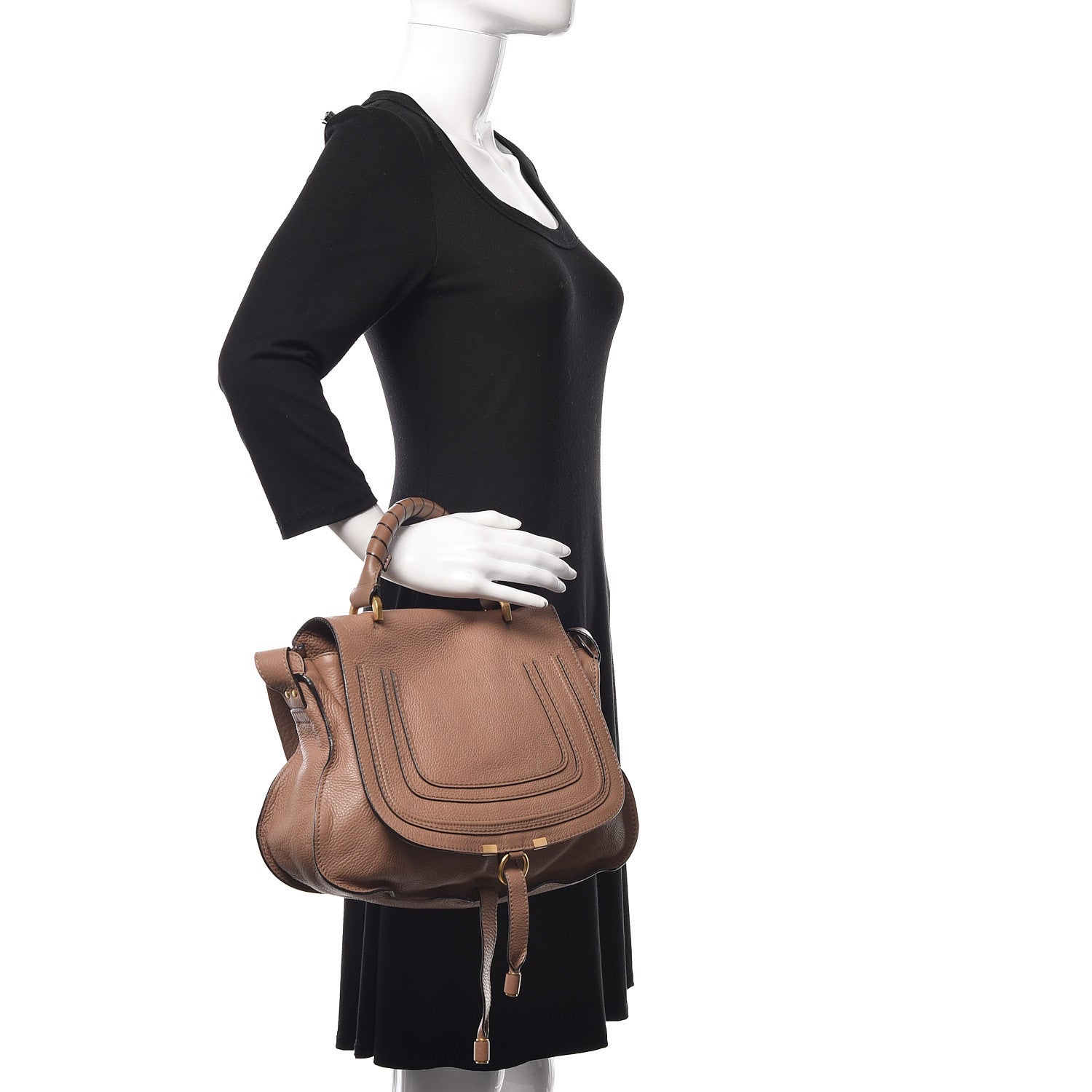 Chloe Calfskin Medium Marcie Top Handle Bag Nut 3 of 12