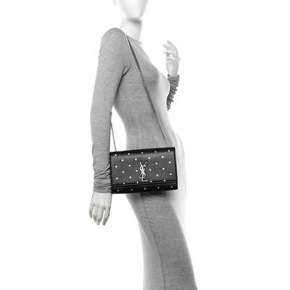 Saint Laurent Calfskin Star Print Medium Monogram Kate Satchel Black 2 of 10