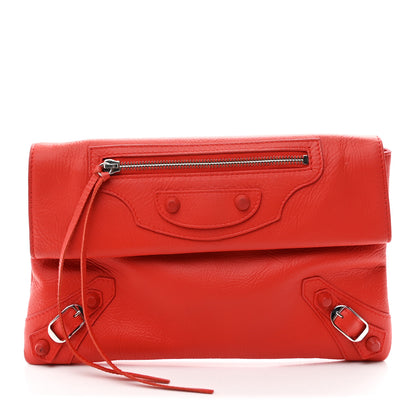 Balenciaga Matte Goatskin Rubber Covered Classic Hardware Envelope Clutch Rouge Ambre 1 of 11