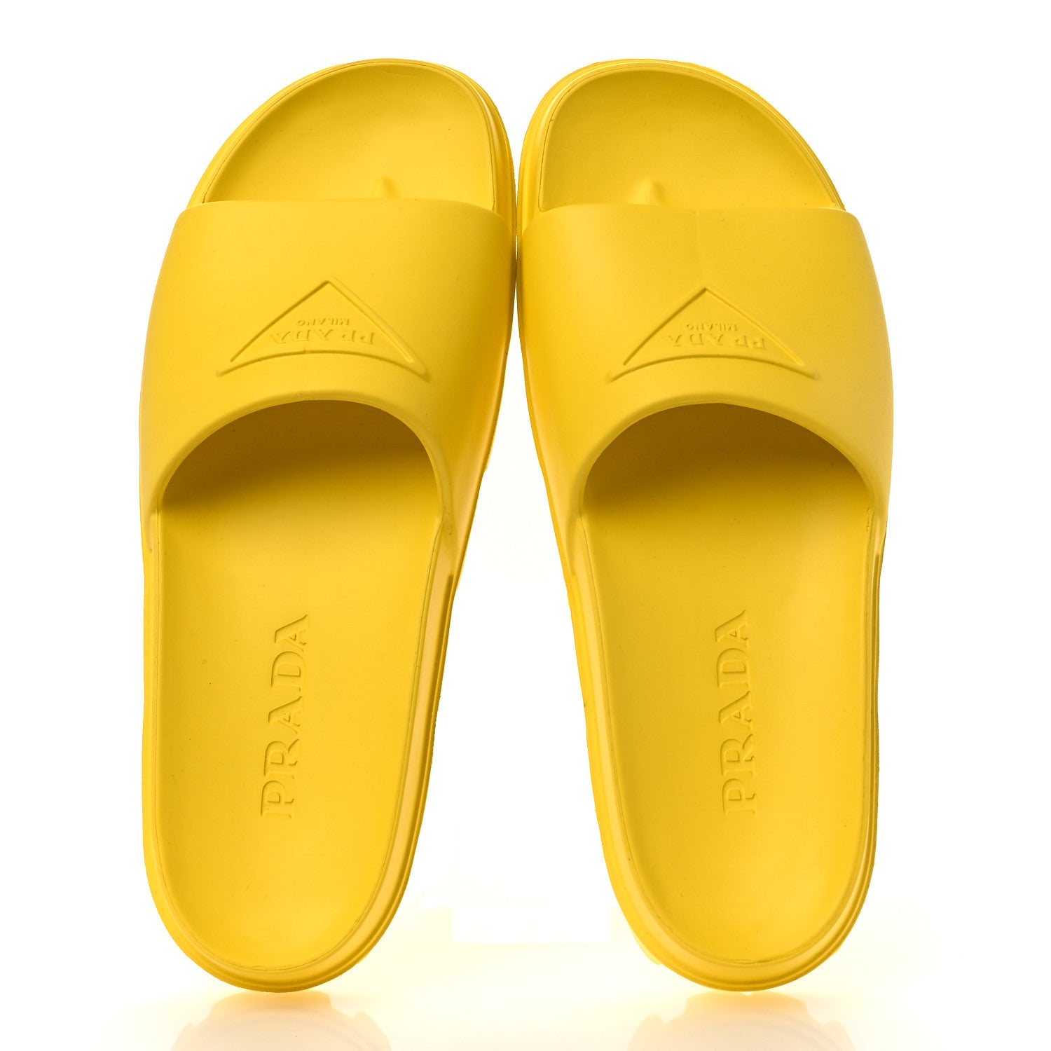 Prada EVA Rubber Triangle Logo Embossed Womens Lug Sole 20mm Slide Sandals 41 Sole 2 of 10