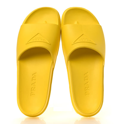 Prada EVA Rubber Triangle Logo Embossed Womens Lug Sole 20mm Slide Sandals 41 Sole 2 of 10