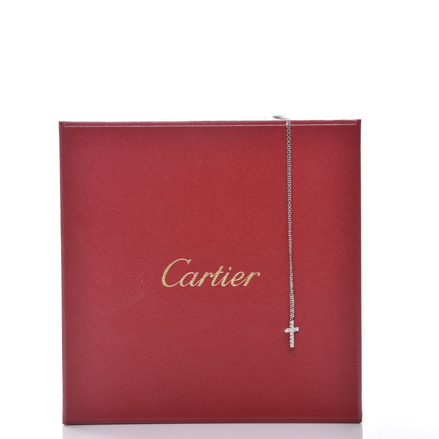 18K White Gold Diamond Symbols Cross Pendant Necklace