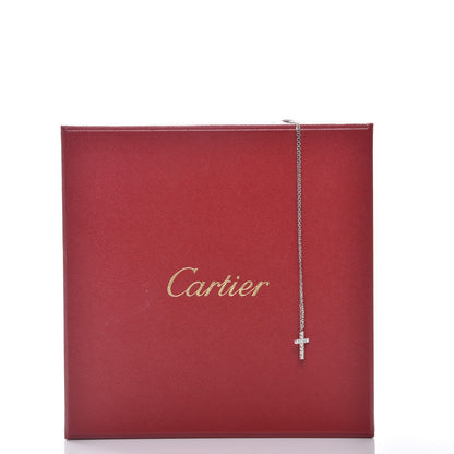 Cartier 18K White Gold Diamond Symbols Cross Pendant Necklace 9 of 9