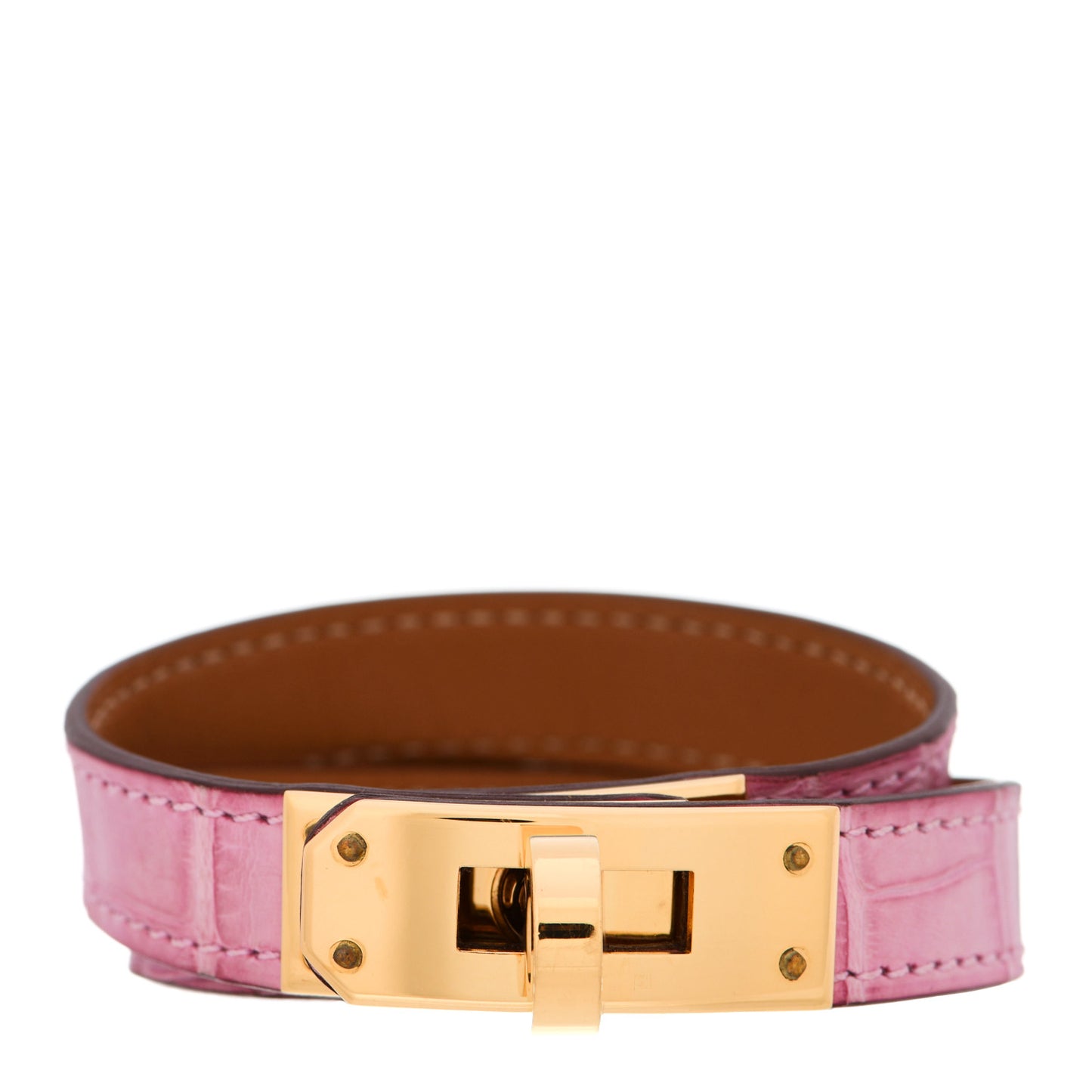 Matte Alligator Kelly Double Tour Bracelet 5P Pink