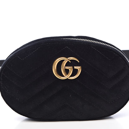 Gucci Velvet Matelasse GG Marmont Belt Bag 85 34 Black 8 of 11