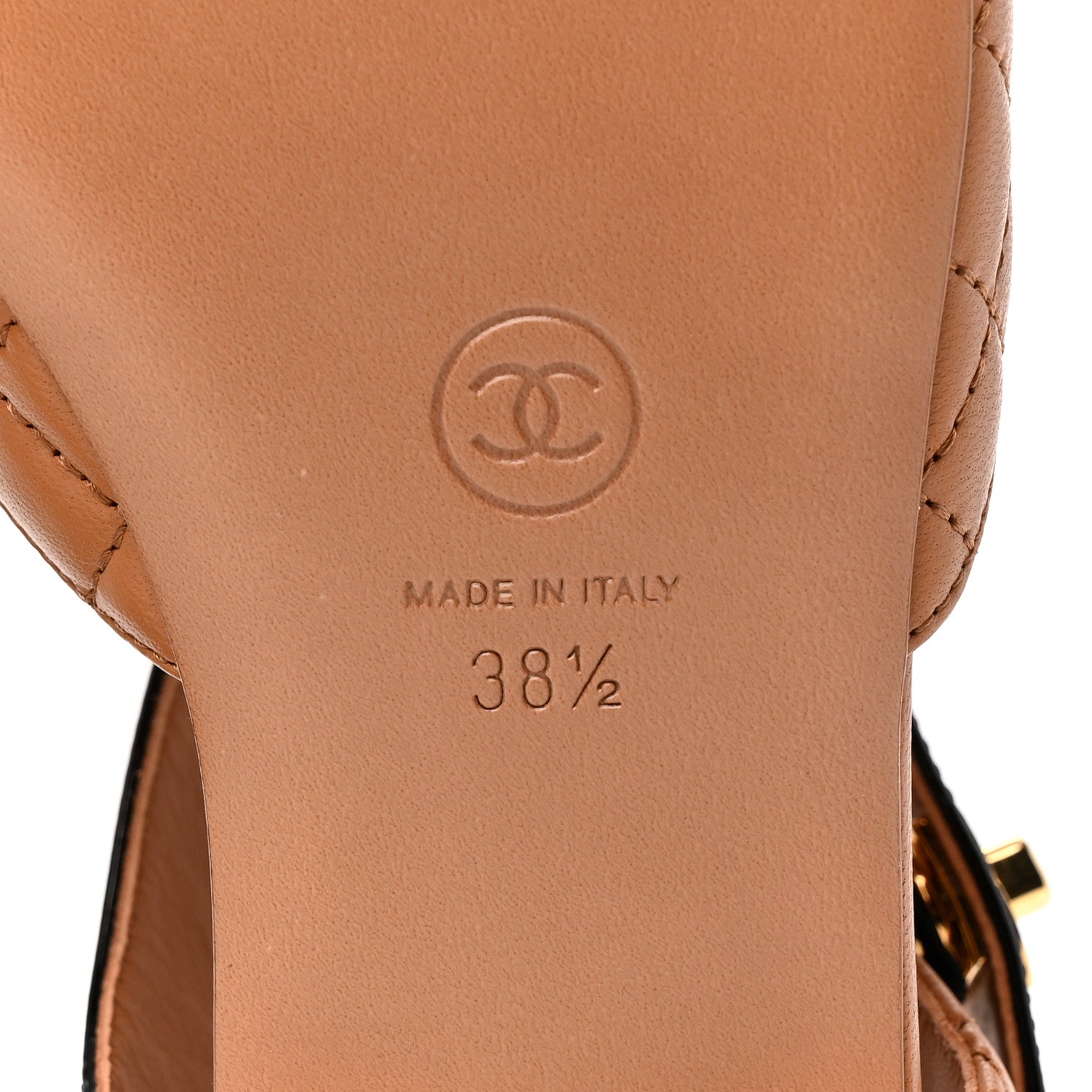 Chanel Patent Lambskin Quilted Cap Toe Ballerina Flats 38.5 Light Brown Black 8 of 10