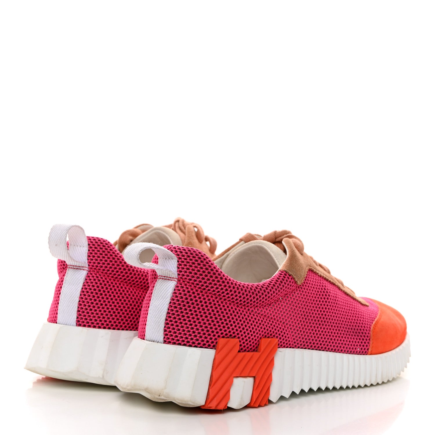 Hermes Air Mesh Suede Goatskin Bouncing Sneakers 38 Rose Multicolor 4 of 7