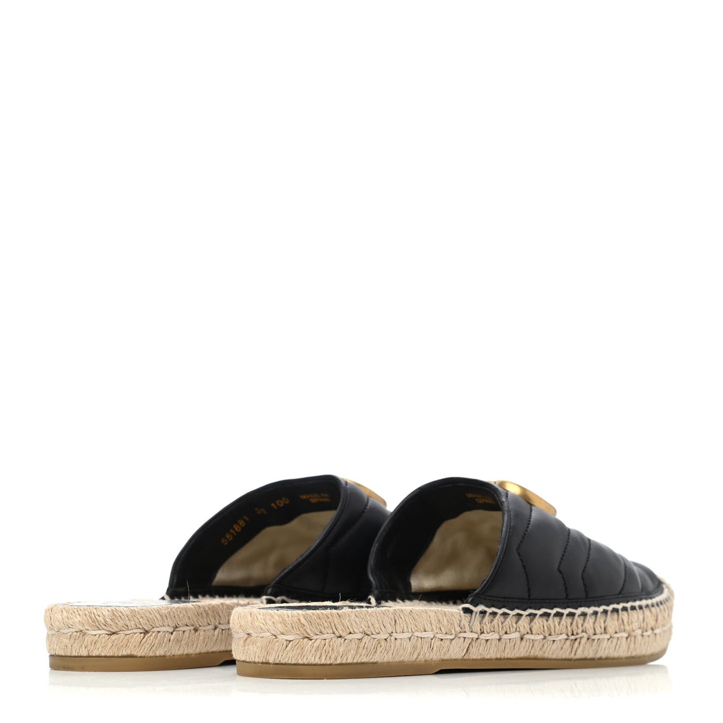 Nappa Matelasse GG Marmont Espadrille Slippers 36 Black