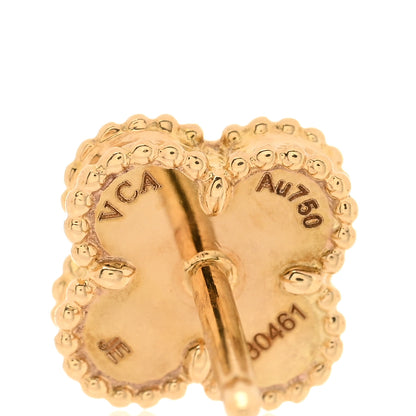 Van Cleef & Arpels 18K Yellow Gold Turquoise Sweet Alhambra Earrings 4 of 4