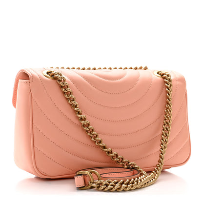 Gucci Calfskin Vertical Ring Matelasse Small GG Marmont Shoulder Bag Peachy Chic 3 of 11