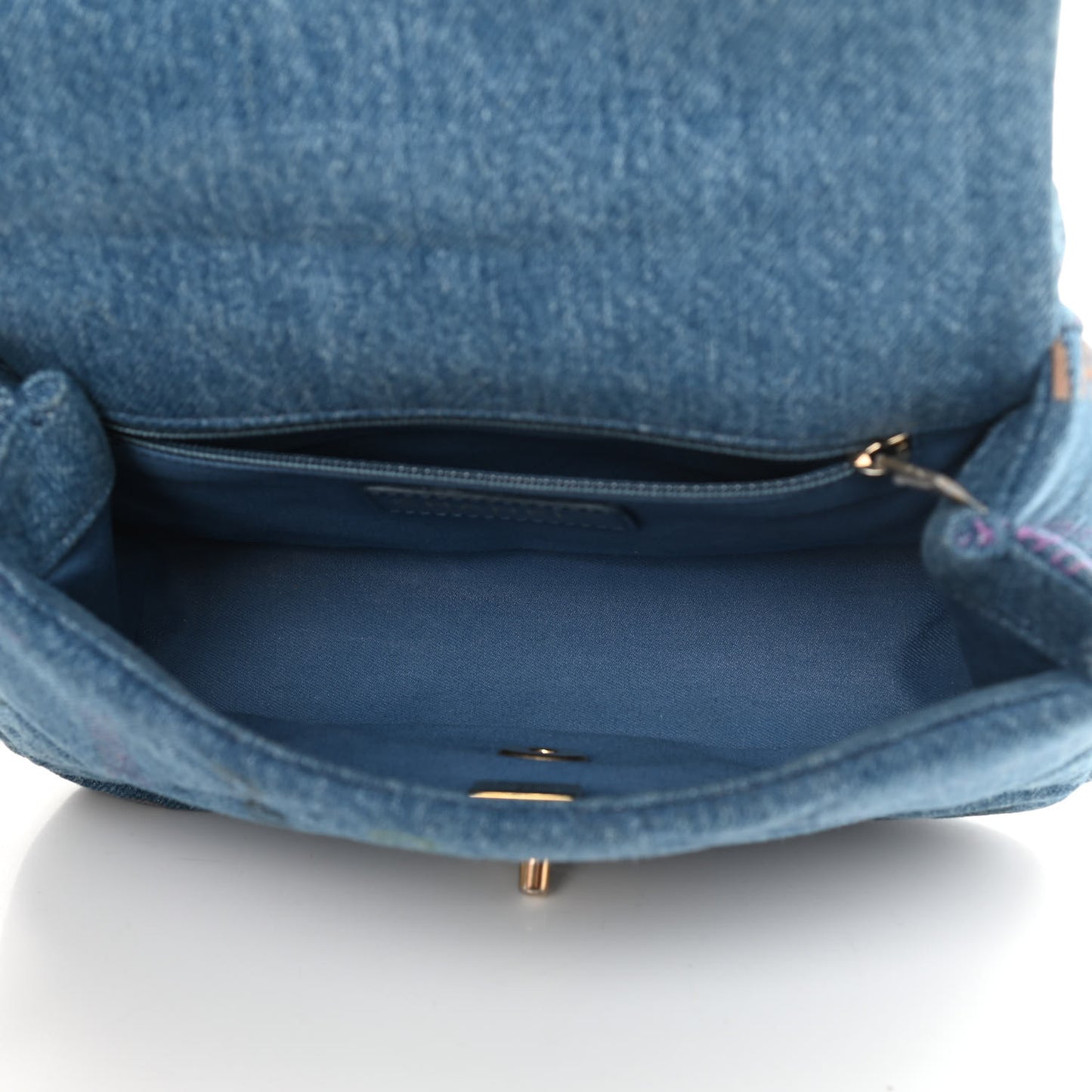 Denim Quilted Mini Denim Mood Rectangular Flap Blue Multicolor