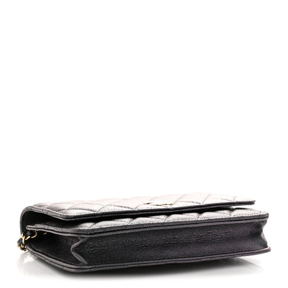 Chanel Iridescent Caviar Quilted Wallet on Chain WOC Dark Blue 4 of 11