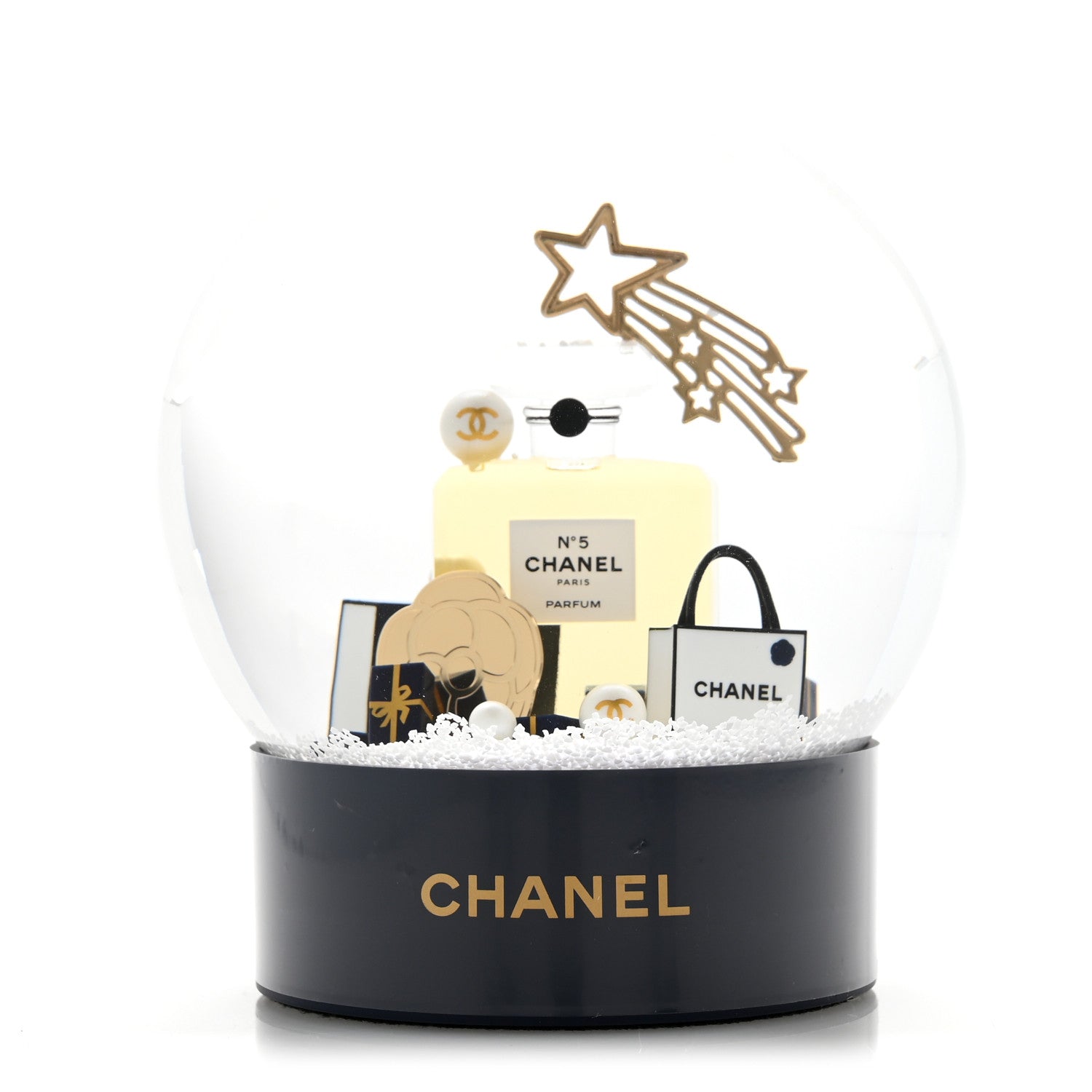 Chanel Glass N°5 Perfume Bottle Snow Globe Navy 1 of 6