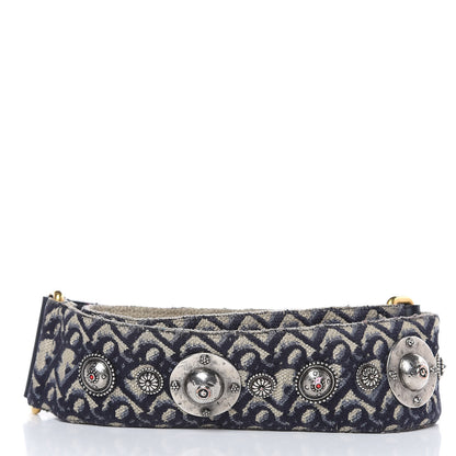 Christian Dior Oblique Studded Shoulder Strap Blue 2 of 7