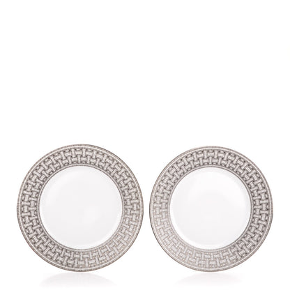 Hermes Porcelain Mosaique Au 24 Platine Dinner Plate Set of 2 1 of 4
