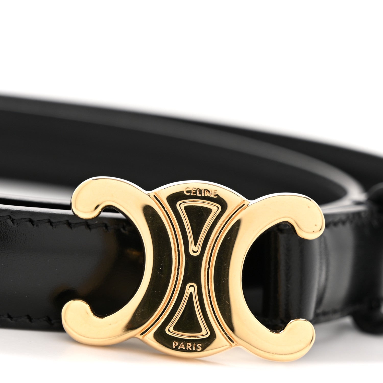 Celine Box Calfskin Small 18mm Triomphe Belt 75 Black 7 of 7